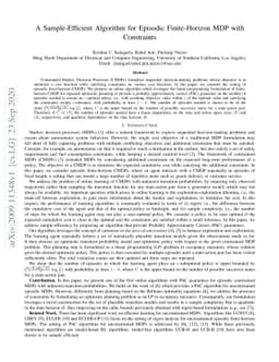 A Sample-Efficient Algorithm for Episodic Finite-Horizon MDP with
  Constraints