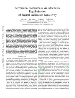 Adversarial robustness via stochastic regularization of neural
  activation sensitivity