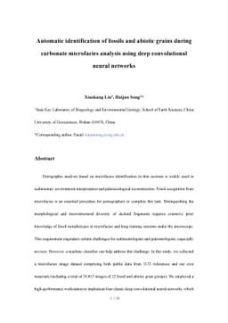 Automatic identification of fossils and abiotic grains during carbonate
  microfacies analysis using deep convolutional neural networks