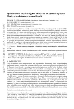 Quarantined! Examining the Effects of a Community-Wide Moderation
  Intervention on Reddit