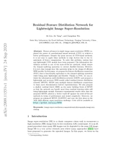 Residual Feature Distillation Network for Lightweight Image
  Super-Resolution