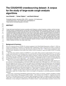 The COUGHVID crowdsourcing dataset: A corpus for the study of
  large-scale cough analysis algorithms