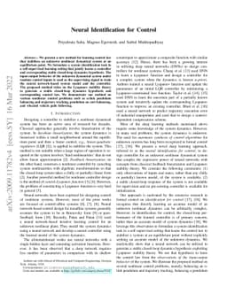 Neural Identification for Control