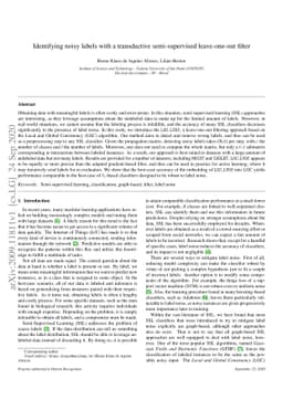 Identifying noisy labels with a transductive semi-supervised
  leave-one-out filter