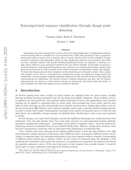 Semi-supervised sequence classification through change point detection