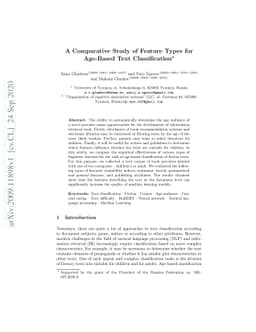 A Comparative Study of Feature Types for Age-Based Text Classification