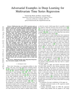 Adversarial Examples in Deep Learning for Multivariate Time Series
  Regression