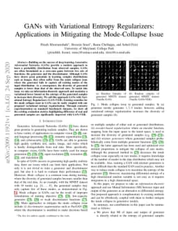 GANs with Variational Entropy Regularizers: Applications in Mitigating
  the Mode-Collapse Issue