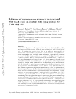 Influence of segmentation accuracy in structural MR head scans on
  electric field computation for TMS and tES