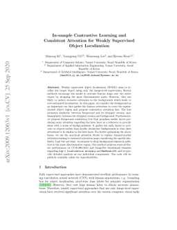 In-sample Contrastive Learning and Consistent Attention for Weakly
  Supervised Object Localization
