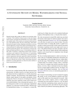A Systematic Review on Model Watermarking for Neural Networks