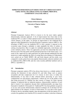 Improved Dimensionality Reduction of various Datasets using Novel
  Multiplicative Factoring Principal Component Analysis (MPCA)