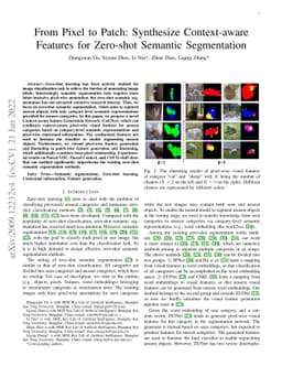 From Pixel to Patch: Synthesize Context-aware Features for Zero-shot
  Semantic Segmentation