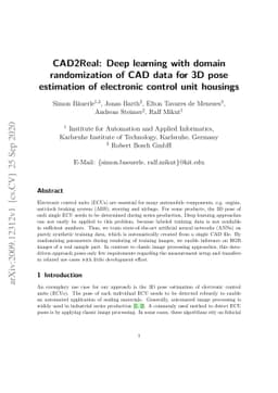 CAD2Real: Deep learning with domain randomization of CAD data for 3D
  pose estimation of electronic control unit housings