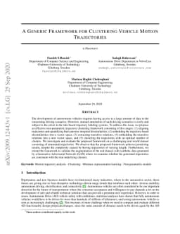 A Generic Framework for Clustering Vehicle Motion Trajectories