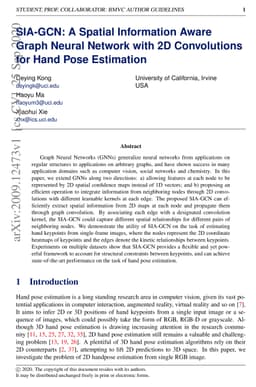 SIA-GCN: A Spatial Information Aware Graph Neural Network with 2D
  Convolutions for Hand Pose Estimation
