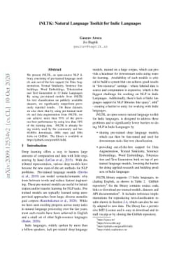 iNLTK: Natural Language Toolkit for Indic Languages
