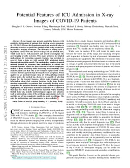 Potential Features of ICU Admission in X-ray Images of COVID-19 Patients