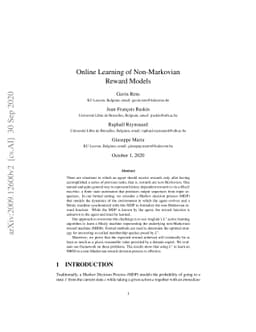 Online Learning of Non-Markovian Reward Models
