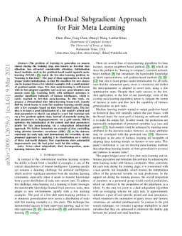 A Primal-Dual Subgradient Approachfor Fair Meta Learning