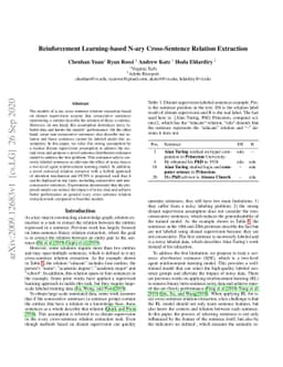 Reinforcement Learning-based N-ary Cross-Sentence Relation Extraction