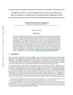 A Brief Survey and Comparative Study of Recent Development of Pronoun
  Coreference Resolution