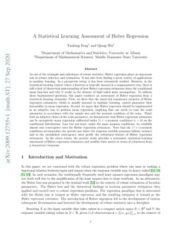 A Statistical Learning Assessment of Huber Regression