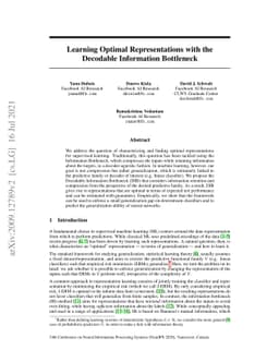 Learning Optimal Representations with the Decodable Information
  Bottleneck