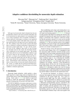 Adaptive confidence thresholding for monocular depth estimation