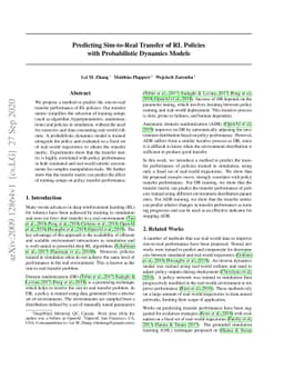 Predicting Sim-to-Real Transfer with Probabilistic Dynamics Models