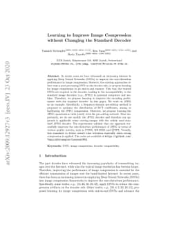 Learning to Improve Image Compression without Changing the Standard
  Decoder