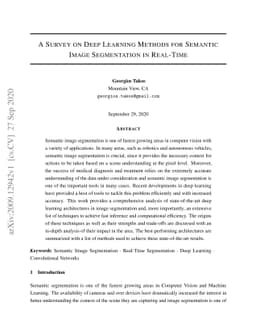 A Survey on Deep Learning Methods for Semantic Image Segmentation in
  Real-Time