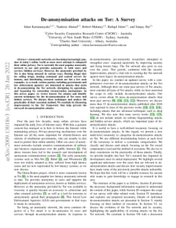 De-anonymisation attacks on Tor: A Survey