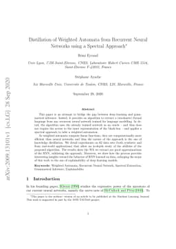 Distillation of Weighted Automata from Recurrent Neural Networks using a
  Spectral Approach