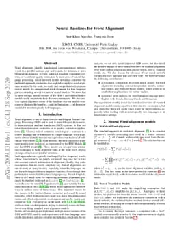 Neural Baselines for Word Alignment