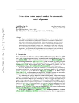 Generative latent neural models for automatic word alignment
