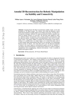 Amodal 3D Reconstruction for Robotic Manipulation via Stability and
  Connectivity