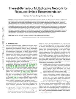 Interest-Behaviour Multiplicative Network for Resource-limited
  Recommendation