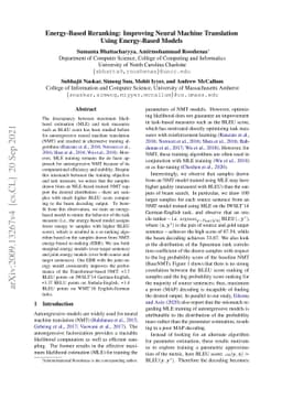 Energy-Based Reranking: Improving Neural Machine Translation Using
  Energy-Based Models