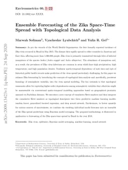 Ensemble Forecasting of the Zika Space-TimeSpread with Topological Data
  Analysis