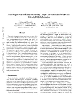 Semi-Supervised Node Classification by Graph Convolutional Networks and
  Extracted Side Information