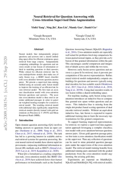 Neural Retrieval for Question Answering with Cross-Attention Supervised
  Data Augmentation