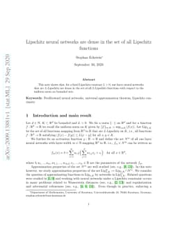 Lipschitz neural networks are dense in the set of all Lipschitz
  functions