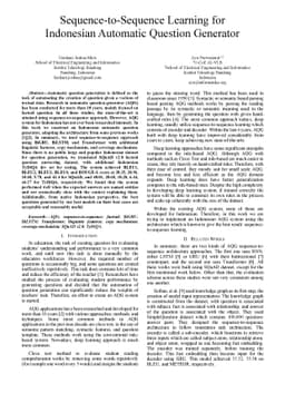 Sequence-to-Sequence Learning for Indonesian Automatic Question
  Generator