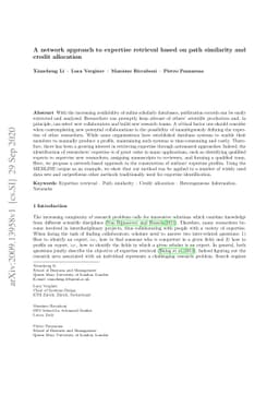 A network approach to expertise retrieval based on path similarity and
  credit allocation
