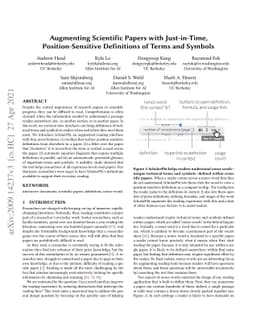 Augmenting Scientific Papers with Just-in-Time, Position-Sensitive
  Definitions of Terms and Symbols