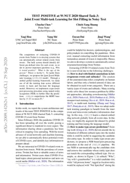 TEST_POSITIVE at W-NUT 2020 Shared Task-3: Joint Event Multi-task
  Learning for Slot Filling in Noisy Text