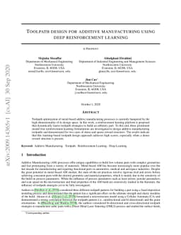 Toolpath design for additive manufacturing using deep reinforcement
  learning