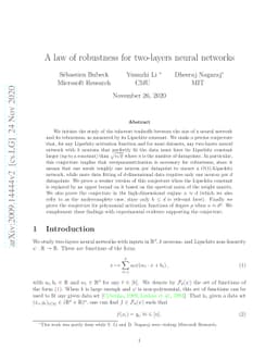 A law of robustness for two-layers neural networks