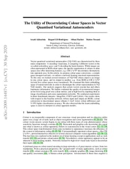The Utility of Decorrelating Colour Spaces in Vector Quantised
  Variational Autoencoders